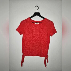 Madewell Red Orange‎ Short Sleeve Top With Side Ties Size XXS